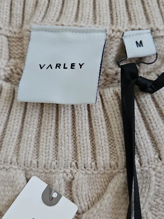 Varley Pixie Relaxed Cable Knit Sweater Tank Size Medium In Beige - Picture 2 of 6